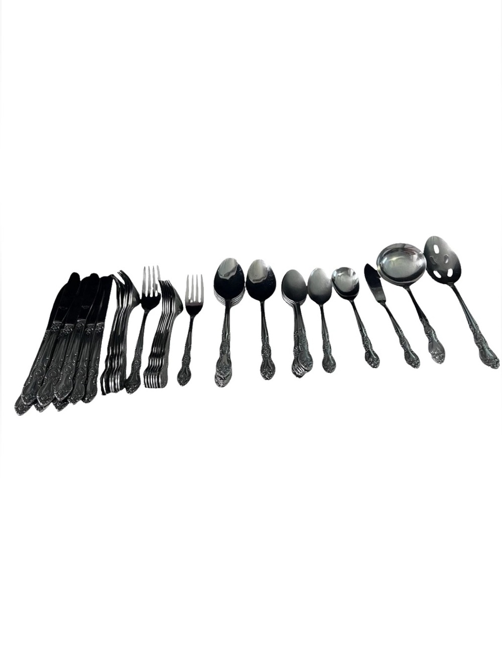 Vintage Imperial Stainless Flatware Korea roses Lot Of 42